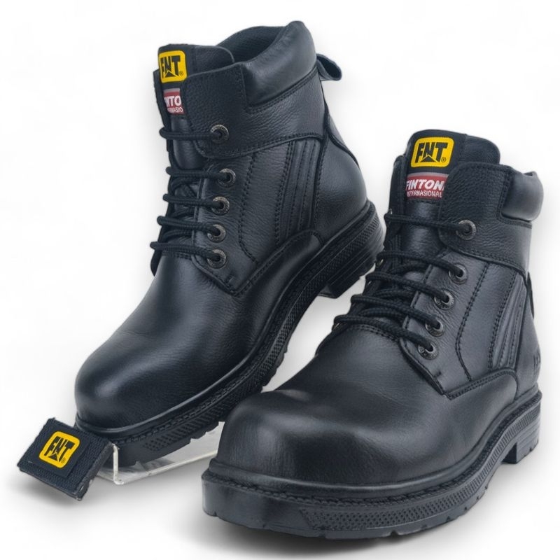 Sepatu Pria Boots Safety Kulit Fintoni Steel Toe 6923