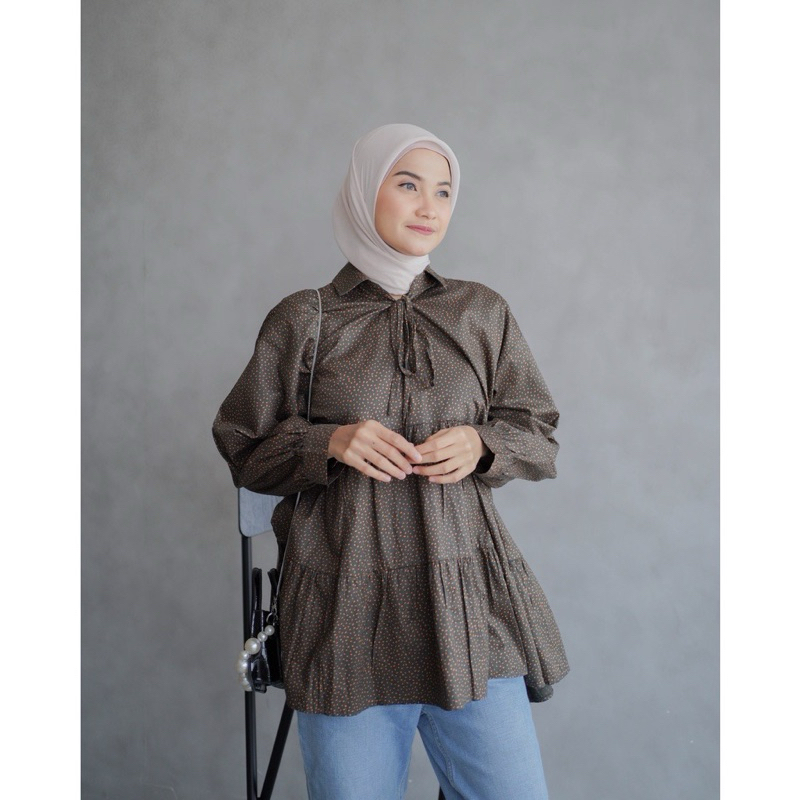 Preloved Velmo.id Atasan Kemeja Hijab Ruffle PL