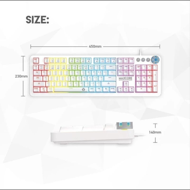 Fantech Space White MAXCORE MK852 Mechanical Keyboard ~ Brown Switch