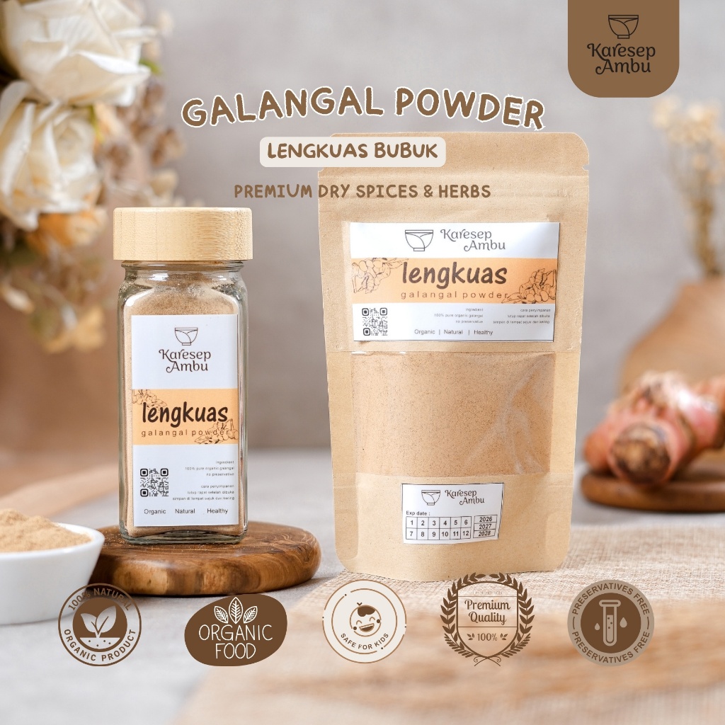 

Lengkuas / Galangal Powder - Bumbu Dapur Rempah Asli Murni Organik Dry Herbs & Spices by Karesep Ambu