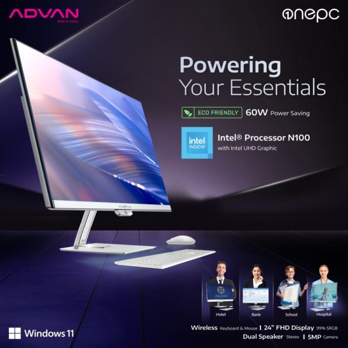 Advan AIO OnePC S Intel N100 8GB/128GB SSD/23.8" FHD 99% sRGB/W11/Black