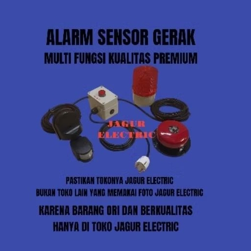Alarm Anti Maling/Alarm Darurat Dengan Sensor Gerak + Alarm Bell 4 inchi + Lampu Rotary