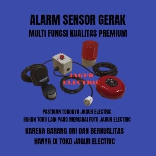 Alarm Anti Maling/Alarm Darurat Dengan Sensor Gerak + Alarm Bell 6 inchi + Lampu Rotary