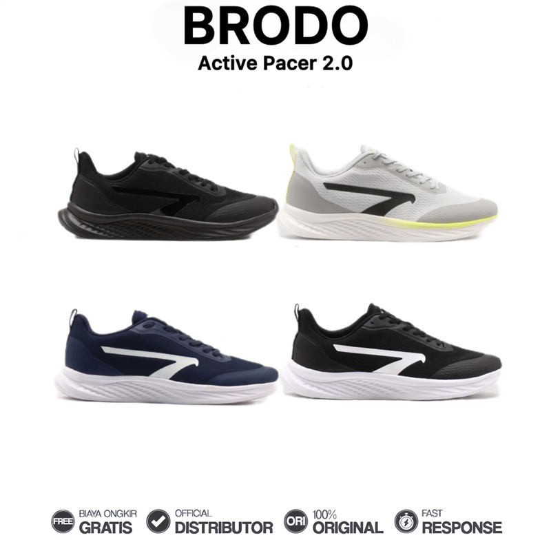 Brodo - Sepatu Active Pacer 2.0 Sneakers Casual Unisex Wanita Pria Original 100%