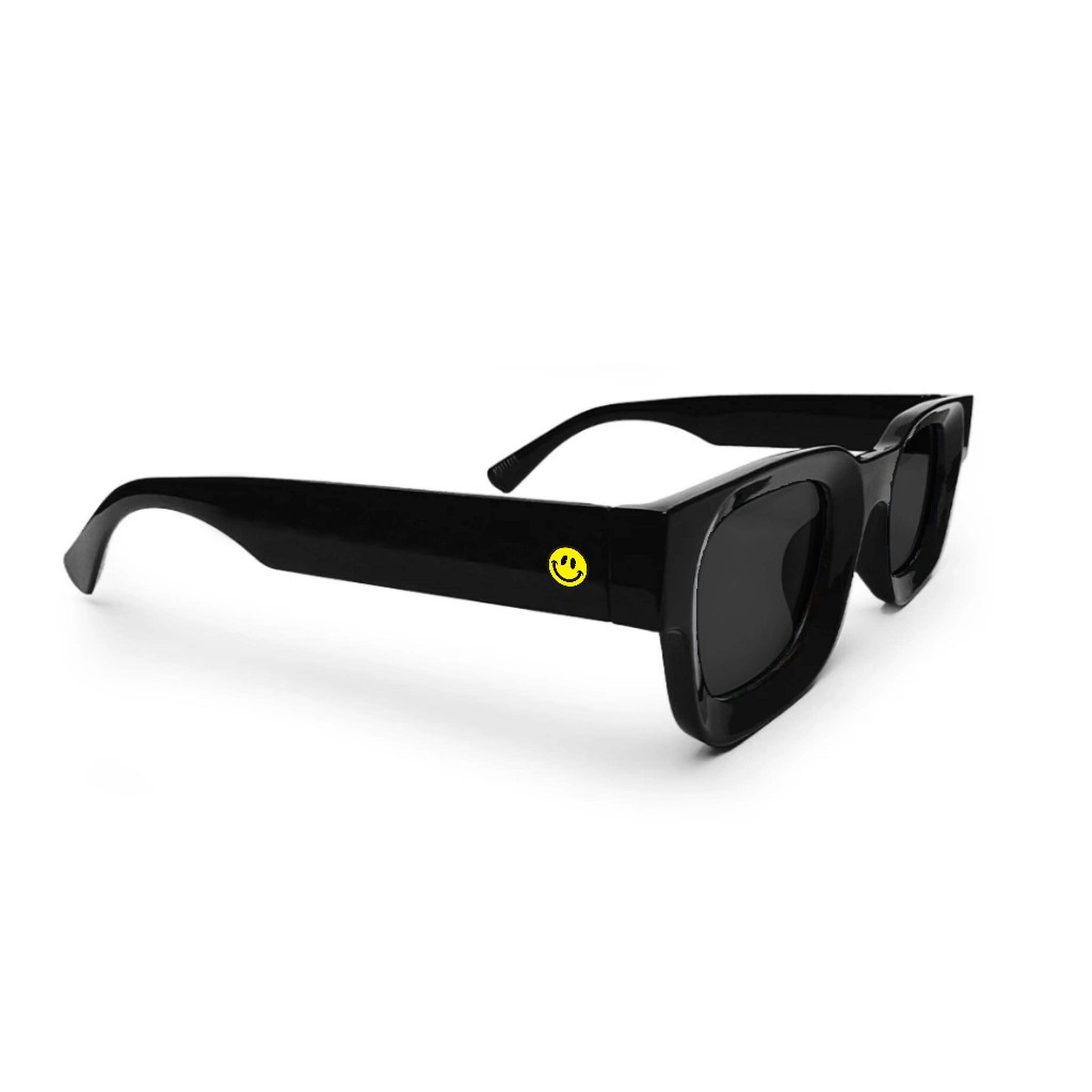 Kacamata Retro UV400 Bingkai Kecil SMILE LOGO Fashion Pria/Wanita Sunglasses Anti MUNYES WORLD