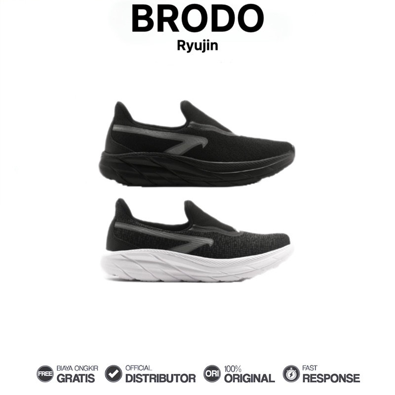 Brodo - Sepatu Ryujin Sneakers Slip On Casual Unisex Wanita Pria Original 100%