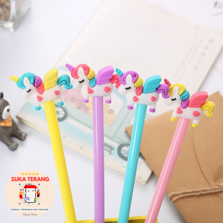 ST Pulpen UNICORN RAINBOW  Gel Pena 0.5mm / Pen Karakter Lucu Alat Tulis Kantor Sekolah Termurah