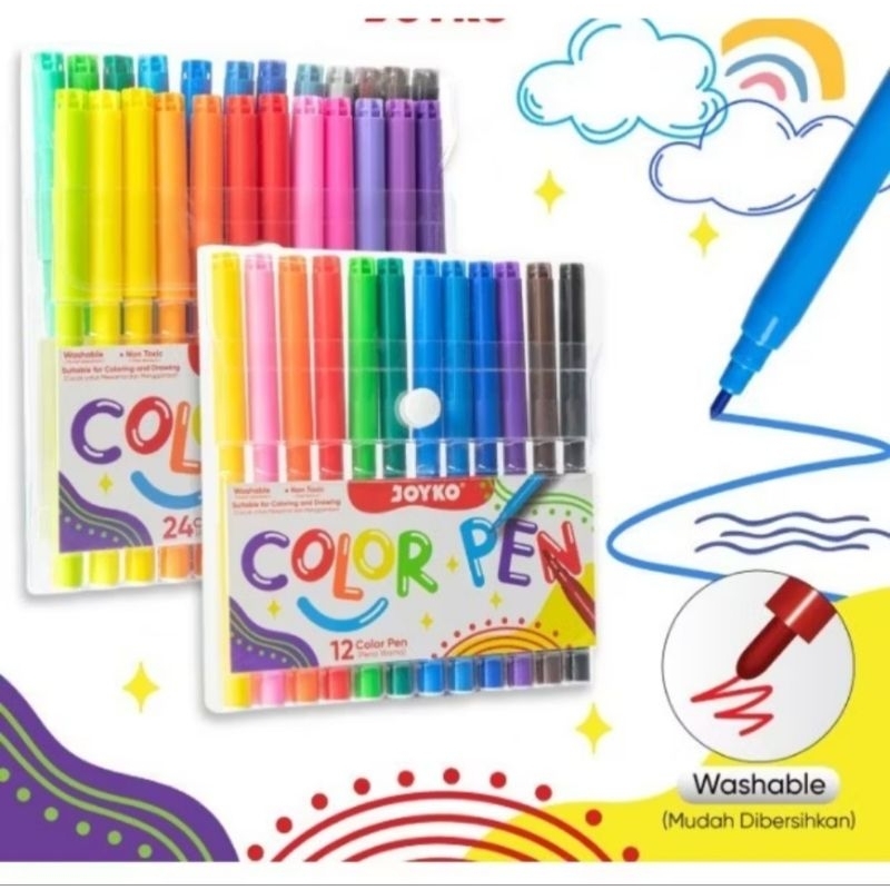 

Spidol 12 Warna / Washable color Pen CLP-60 Joyco / Spidol 12 Warna Murah