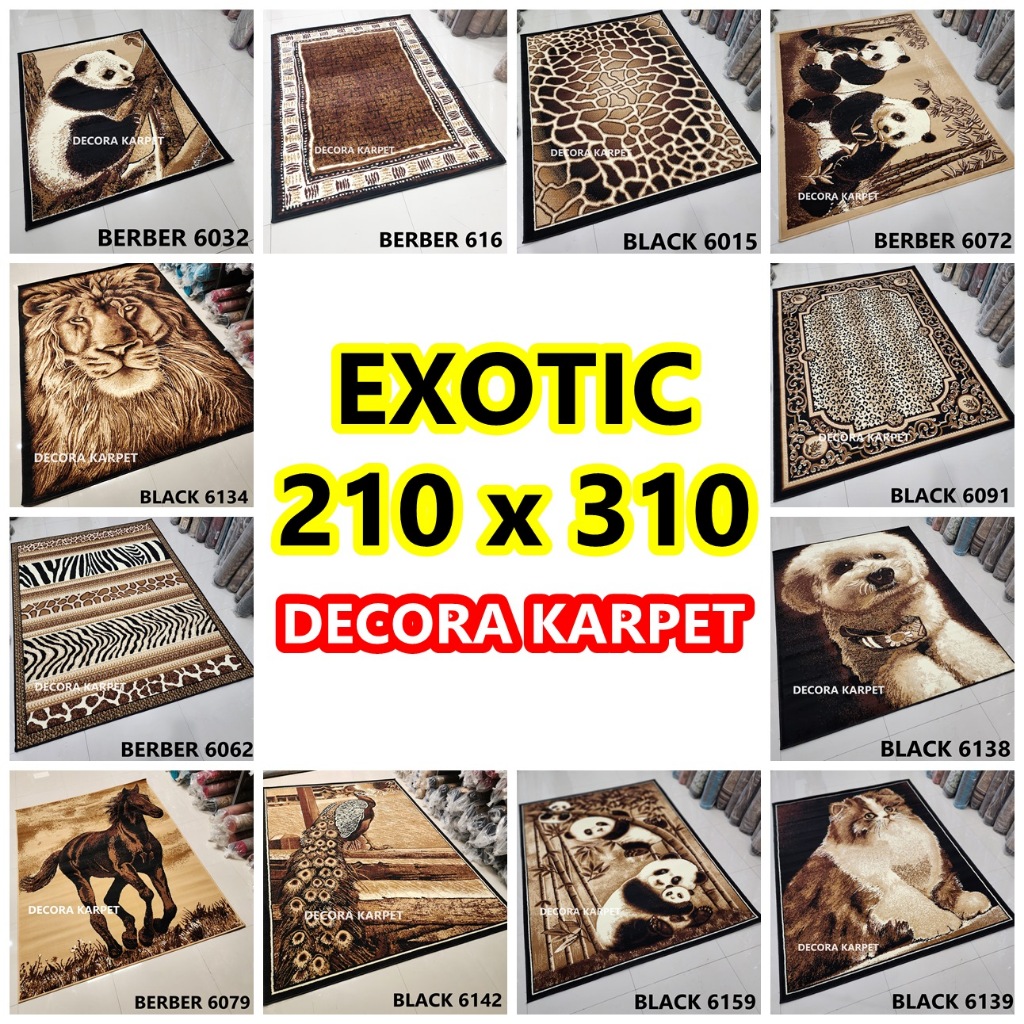 DECORA Karpet  Permadani EXOTIC Ukuran Besar 210 x 310 cm Motif Macan Satwa Tropis Afrika