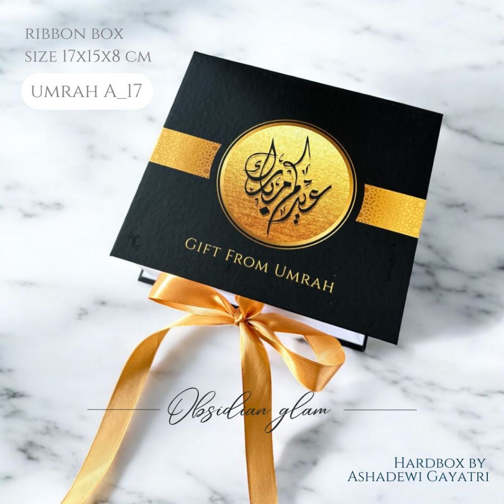 

HARDBOX BY ASHADEWI - HAJI DAN UMROH - OBSIDIAN GLAM - UMROH A (17X15X8 CM) / BOX LEBARAN / HAMPERS