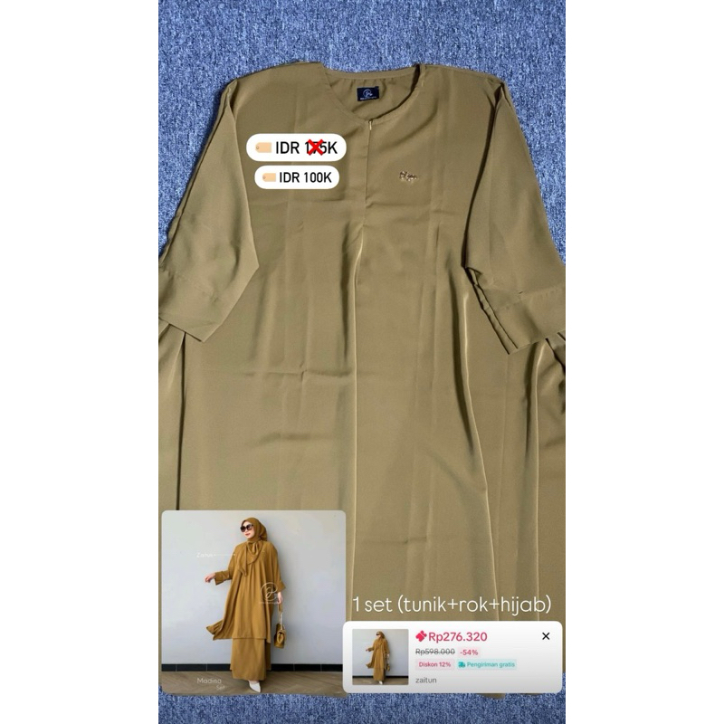 setelan tunik+rok+hijab