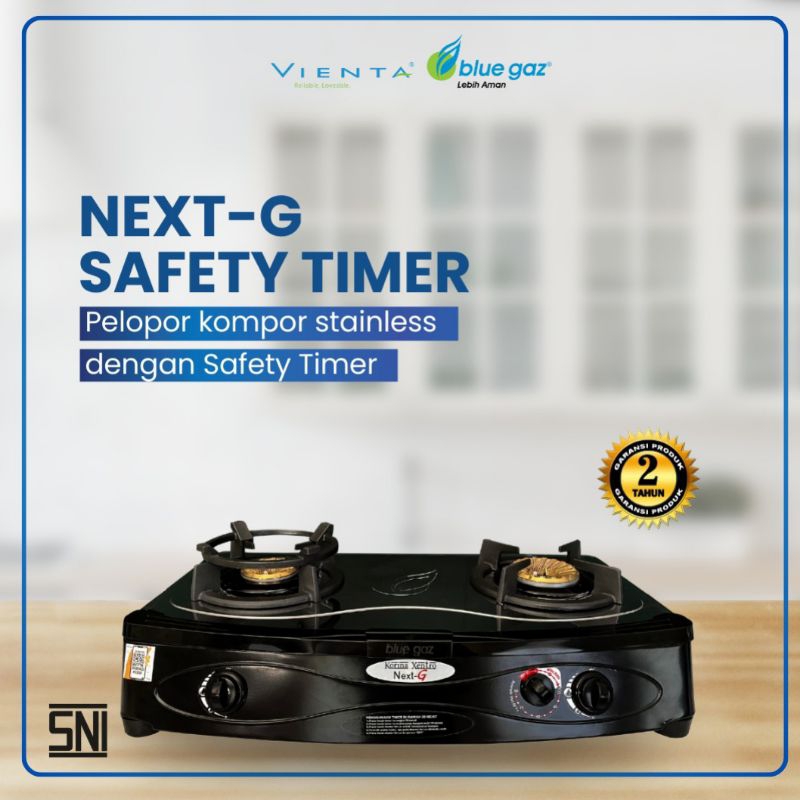 Kompor Blue Gas Gaz Stainless Next-G Safety Timer Pemantik Elektrik Pemutus Gas Otomatis Garansi Hom