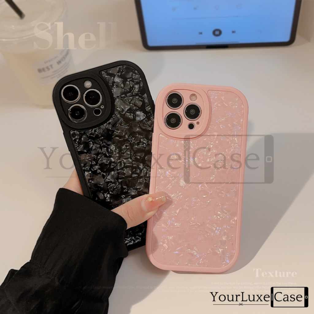Softcase Crystal Black Pink Pearl Casing HP Case iPhone 7 8 X XR XS 11 12 13 14 15 16 Plus Pro Max 7