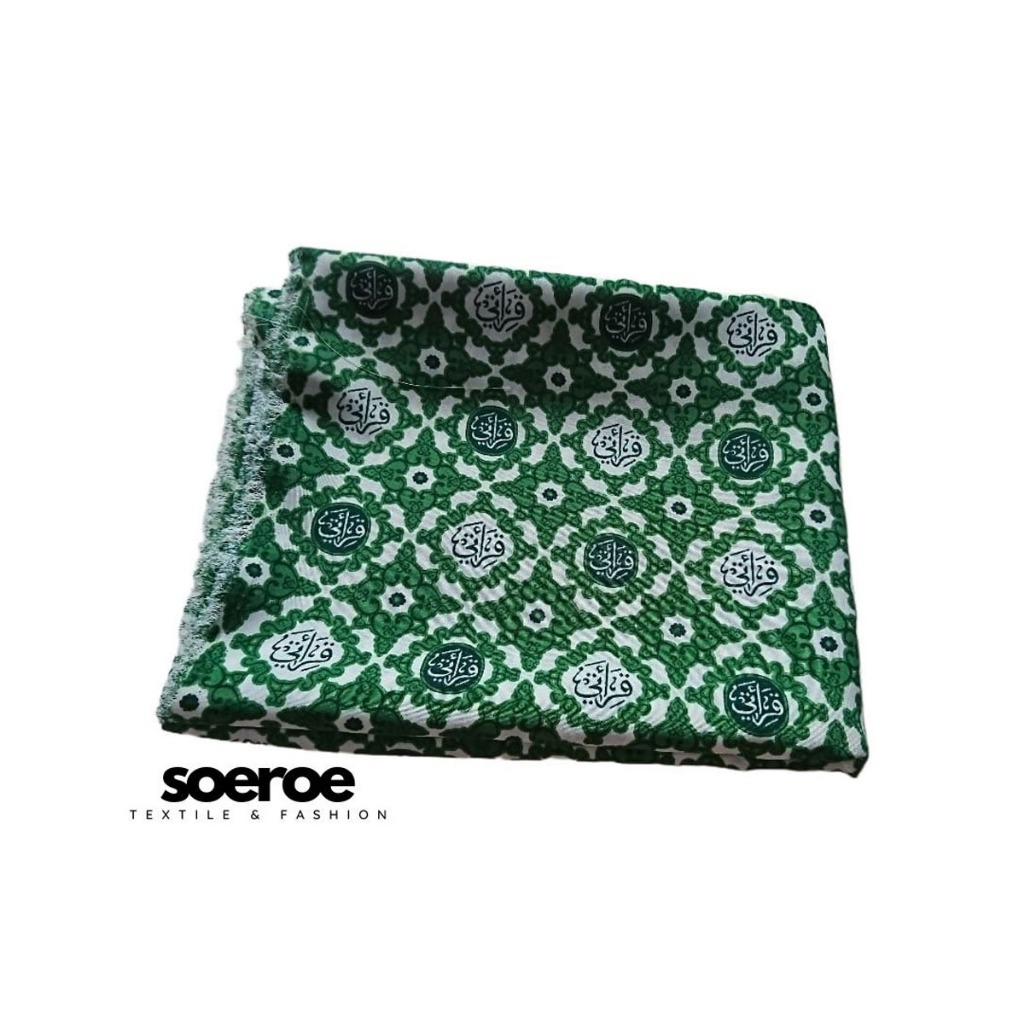 Bahan Kain Batik Qiroati Hijau Meteran Seragam Sekolah Tpq