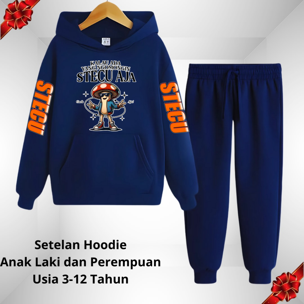 Baju Setelan Sweater Anak Motif STECU Set Cuek Kalau Ada Yang Ngomongin Untuk Anak 3-12 Tahun