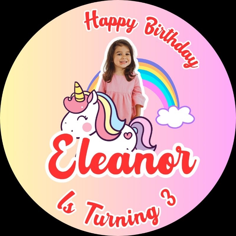 

Sticker Ulang Tahun karakter custom Bulat 5 x 5 free desain termurah