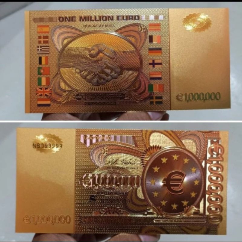 uang 1000000 gold foil euro salaman