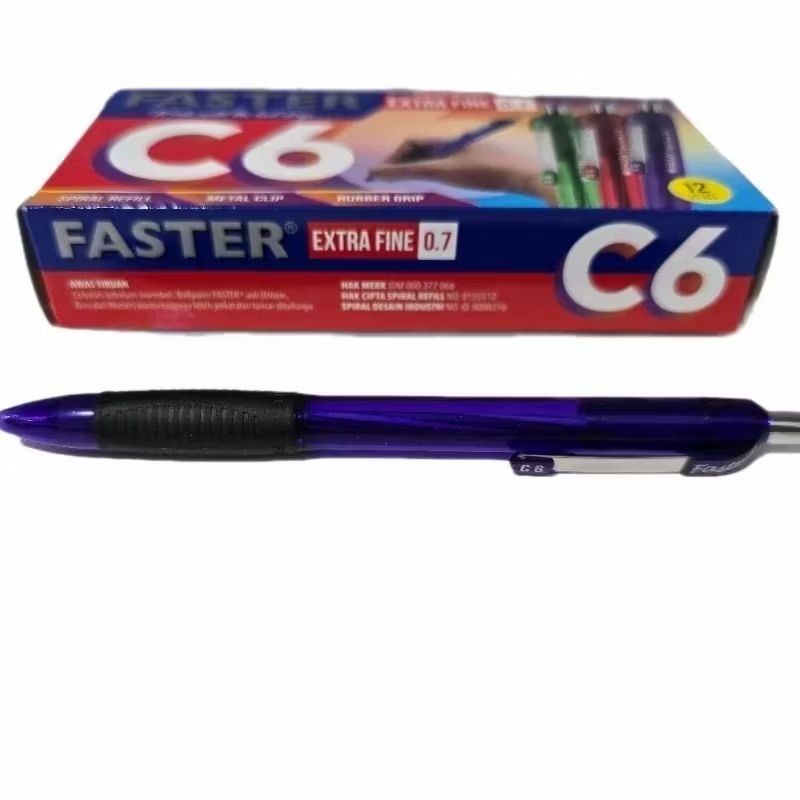 

Pulpen faster C6/pen faster C6 hitam biru merah ASLI (1box = 12pcs)