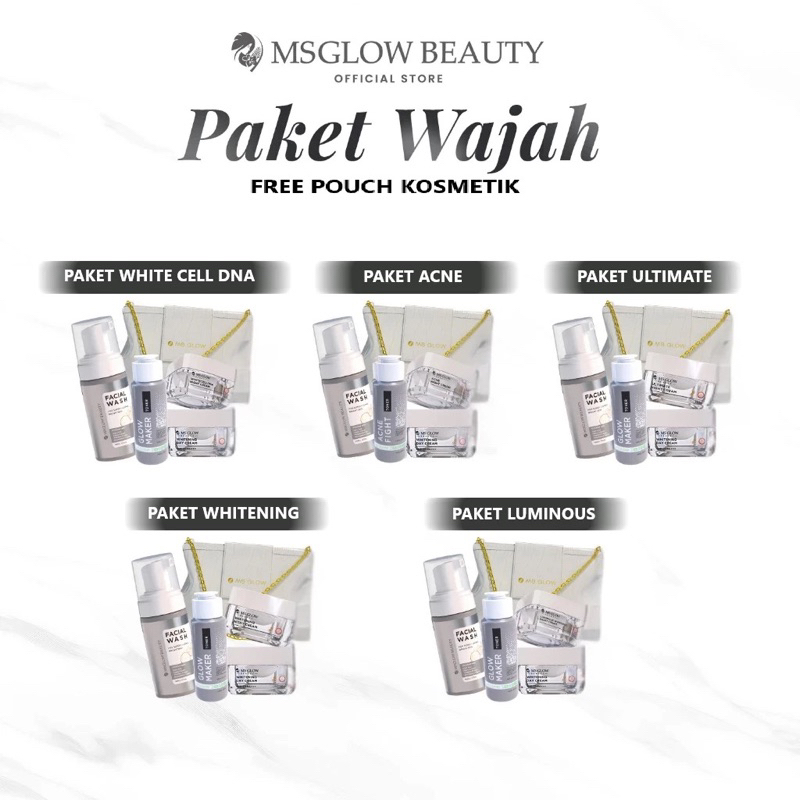 PAKET WAJAH MS GLOW free mini essence/darkspot ( paket whitening, paket luminous, paket acne, paket 