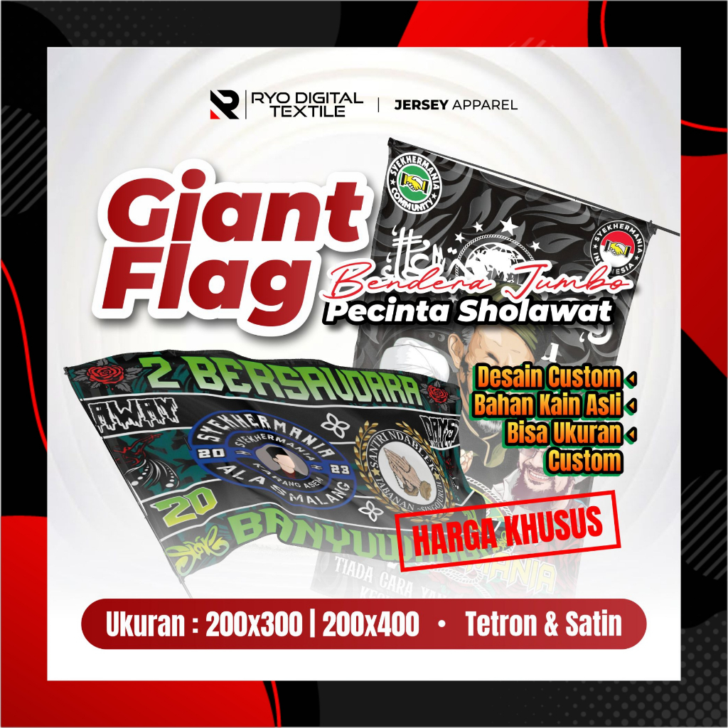 Cetak Bendera Giant Flag Khusus Pecinta Sholawat