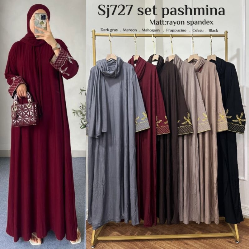 SET PASMINA BORDIR//GAMIS DAILY//LILIE COLLECTION
