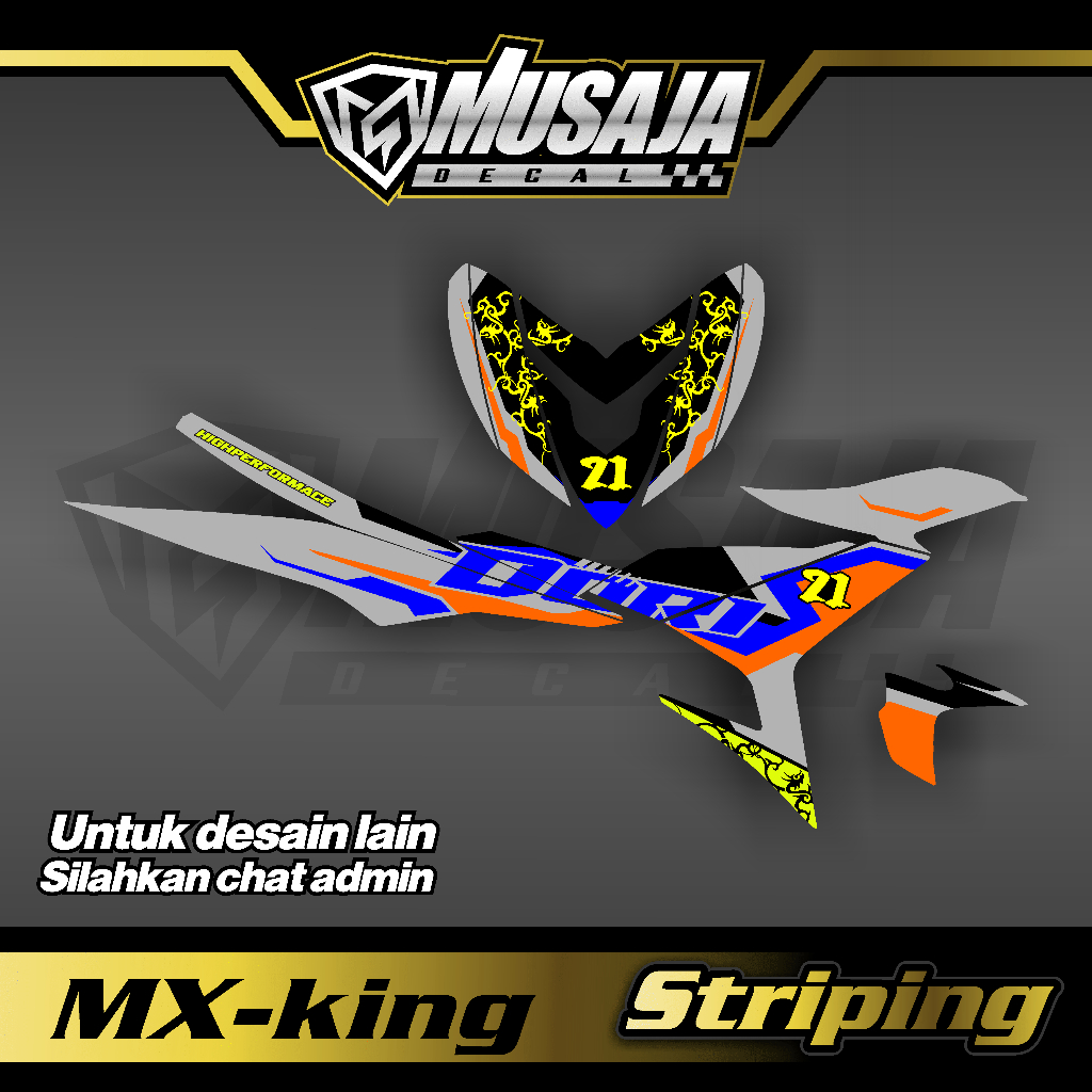 Stiker Striping Mx king 150 biru silver orange transparan uv glossy non full body premium supergloss