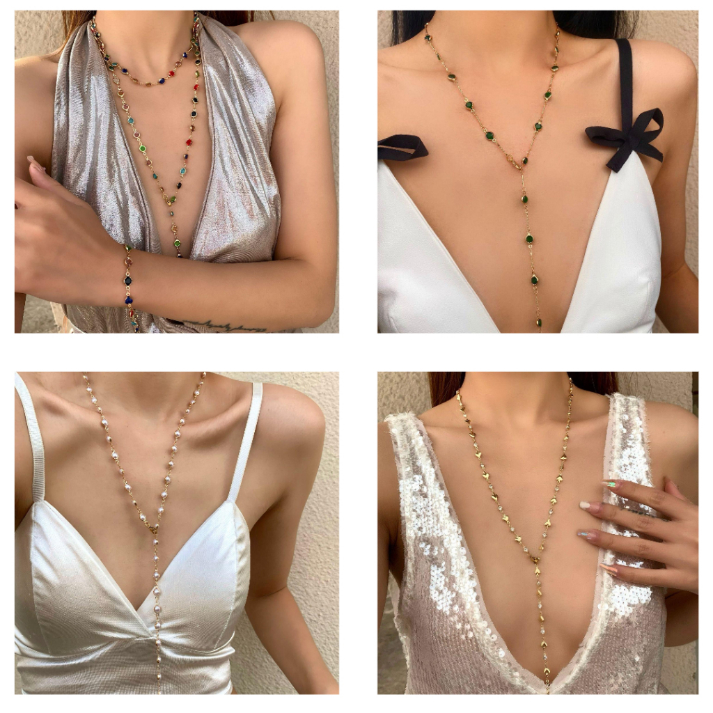 KL80CM - KALUNG NECKLACES 80CM KALUNG PANJANG PERMATA MANIK KALUNG HIJAB PERHIASAN JEWELRY COLOURFUL