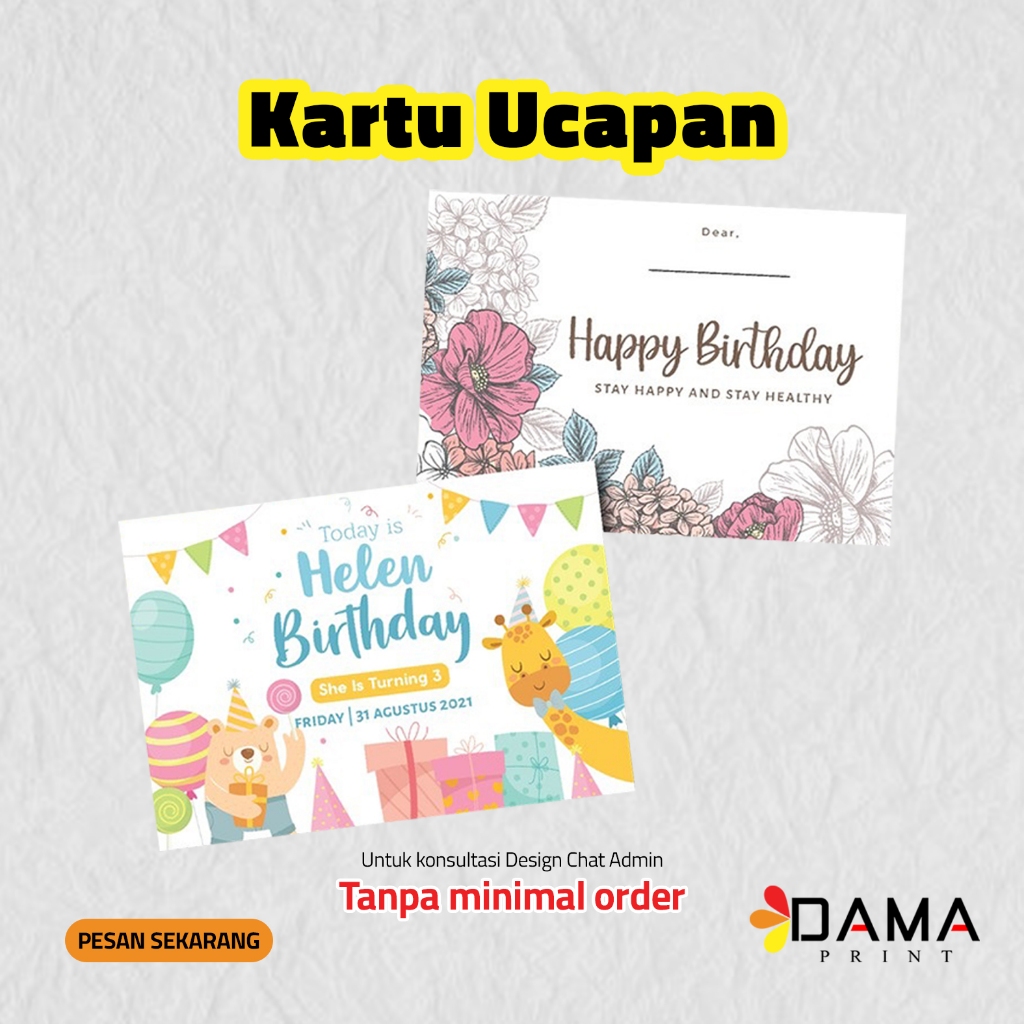 KARTU UCAPAN / BIRTHDAY CARD / BIRTHDAY CARD CUSTOM / GREETING CARD / KARTU UCAPAN CUSTOM