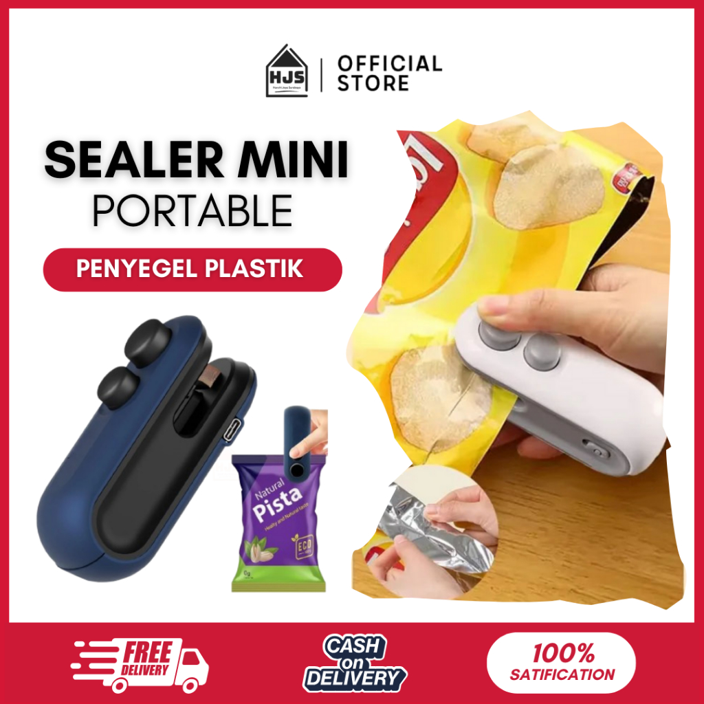 HJS Snack Sealer Mini Hand Sealer Portable Sealer Pengemas Makanan Plastik Elektrik USB Rechargeable