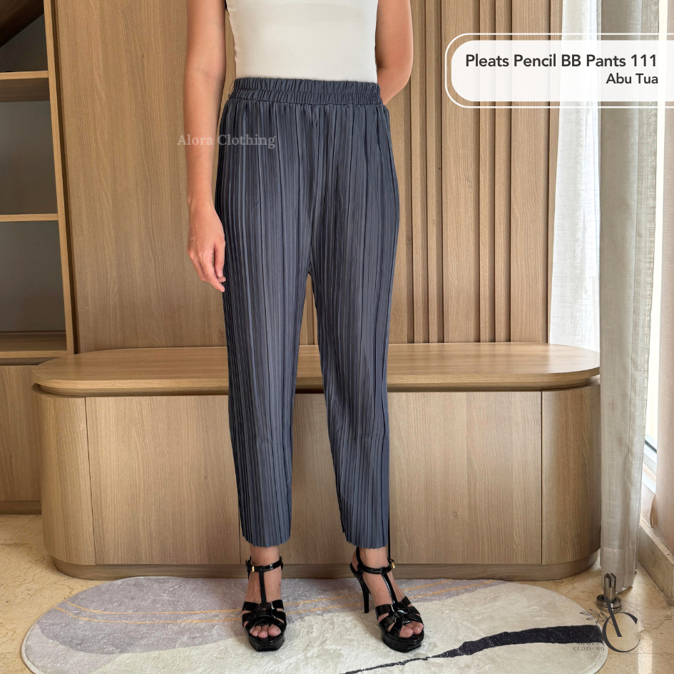 Alora | Celana Pensil Plisket 111 | Celana Plisket Wanita Premium | Outfit Kuliah & Kerja Muslimah |
