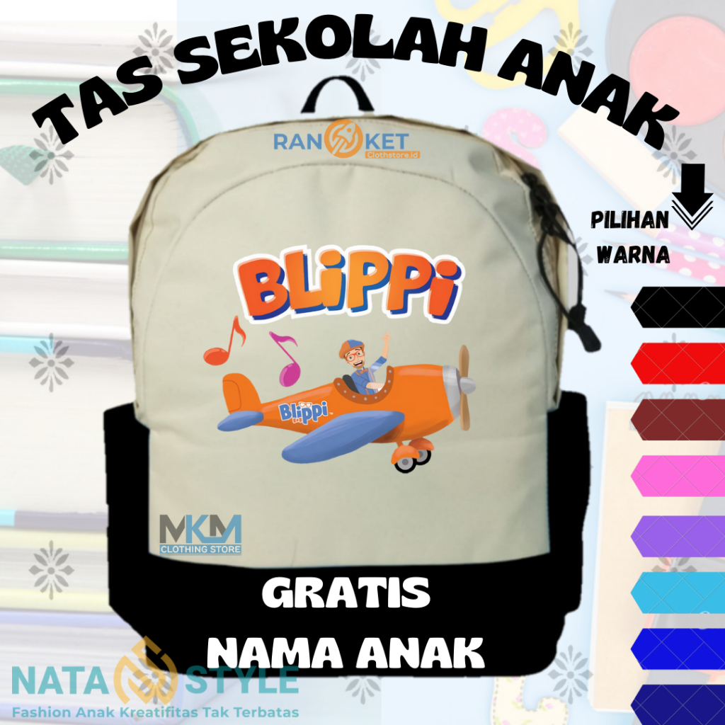 Tas Anak Blippi Pesawat I Tas Anak Sekolah Blippi Pesawat {FREE CETAK NAMA} COD