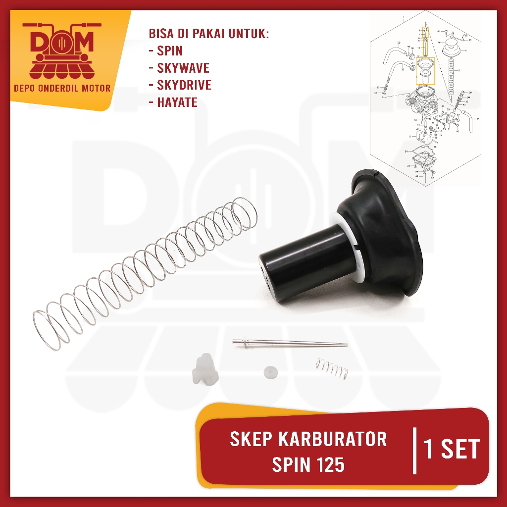 Skep Karburator Assy Spin 125 (KNZ/TOKAIDO) Sekep Karbu Set Diafragma Komplit Piston Suzuki Skywave