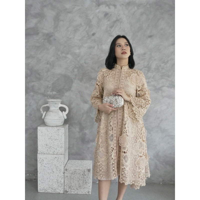 SarahDewanto Dress Prada Timbul Cream