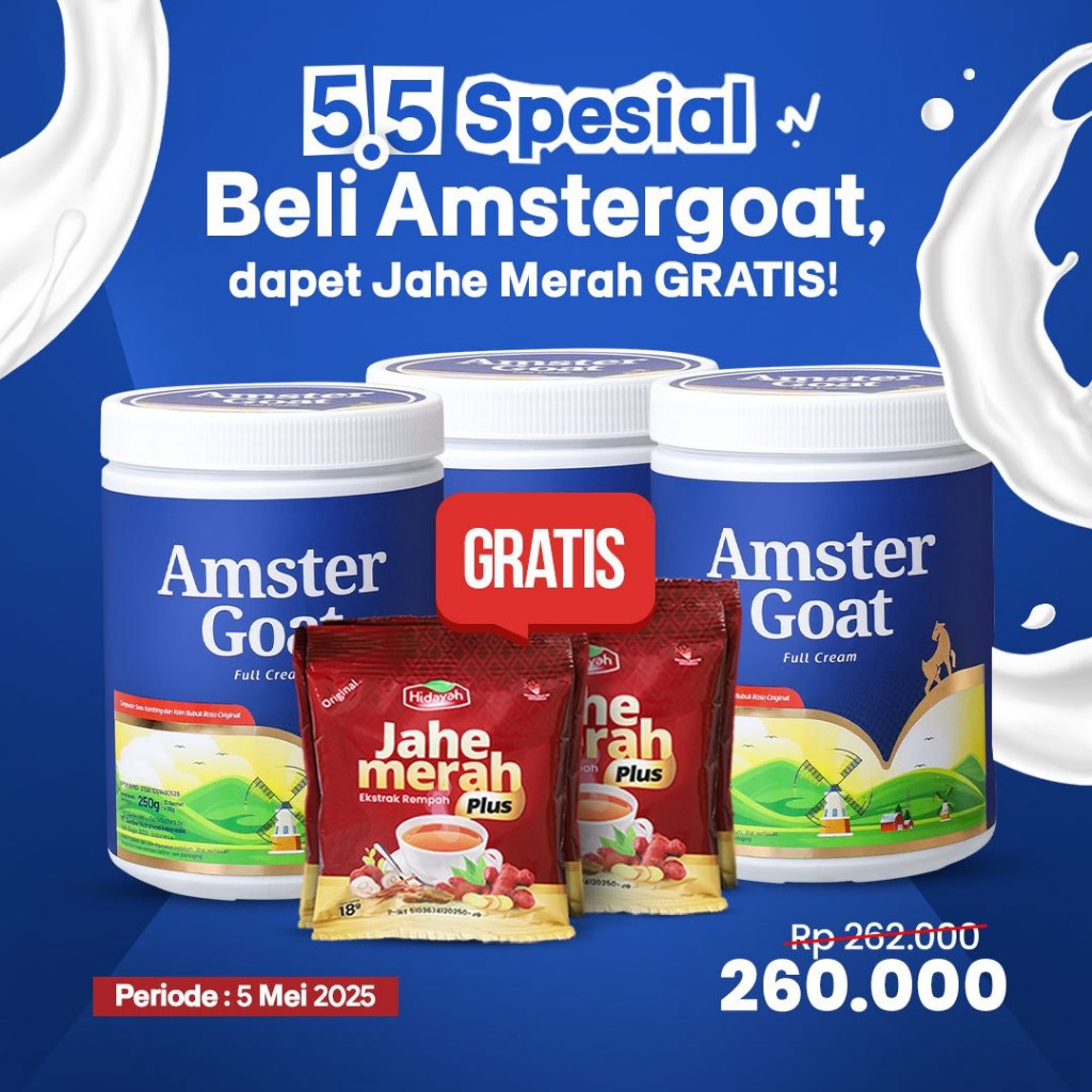 

3BOX AMSTERGOAT - Susu Kambing Amster Goat Free Jahe Merah Hidayah 2 Renceng