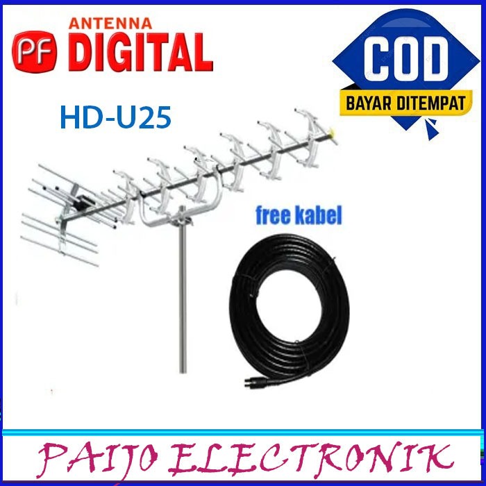 PF HD-U25 Antena Luar Digital Support DVBT2 100% ASLI PF