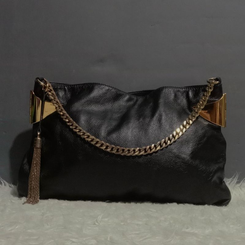 Tas Wanita Guccii Black Nubuck Leather Hobo / Shoulder Bag Second Branded