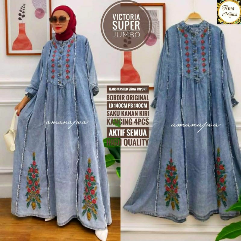 Victoria Suju Ld 140 fit XXXXL Gamis Jeans Dress muslim JUMBO / amanajwa