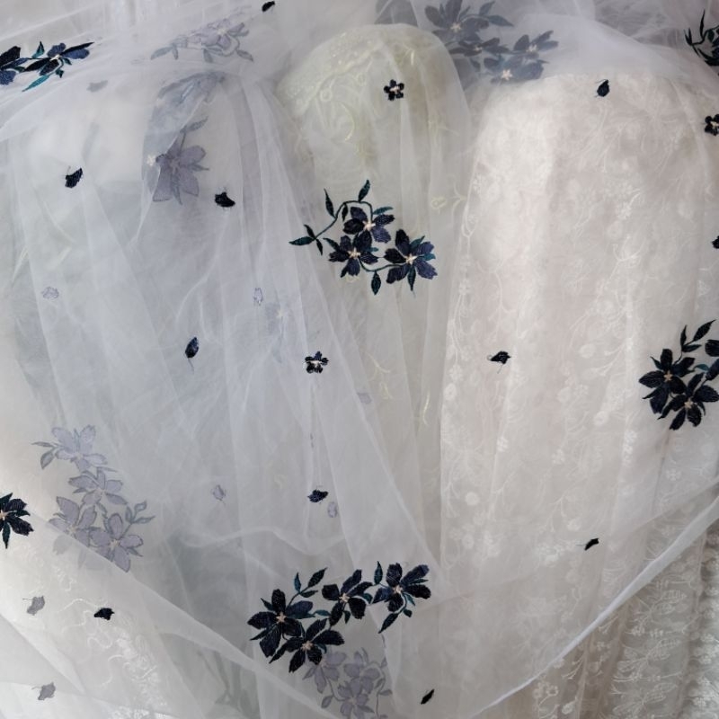 kain organza | kain organza bordir | organza bordir motif bunga | kain organza bordir premium harga 