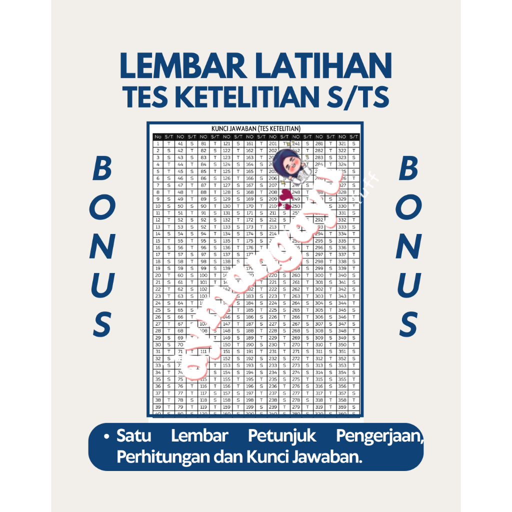 

HJK LEMBAR LATIHAN TES KETELITIAN SAMA BEDA (S/T) (A4)