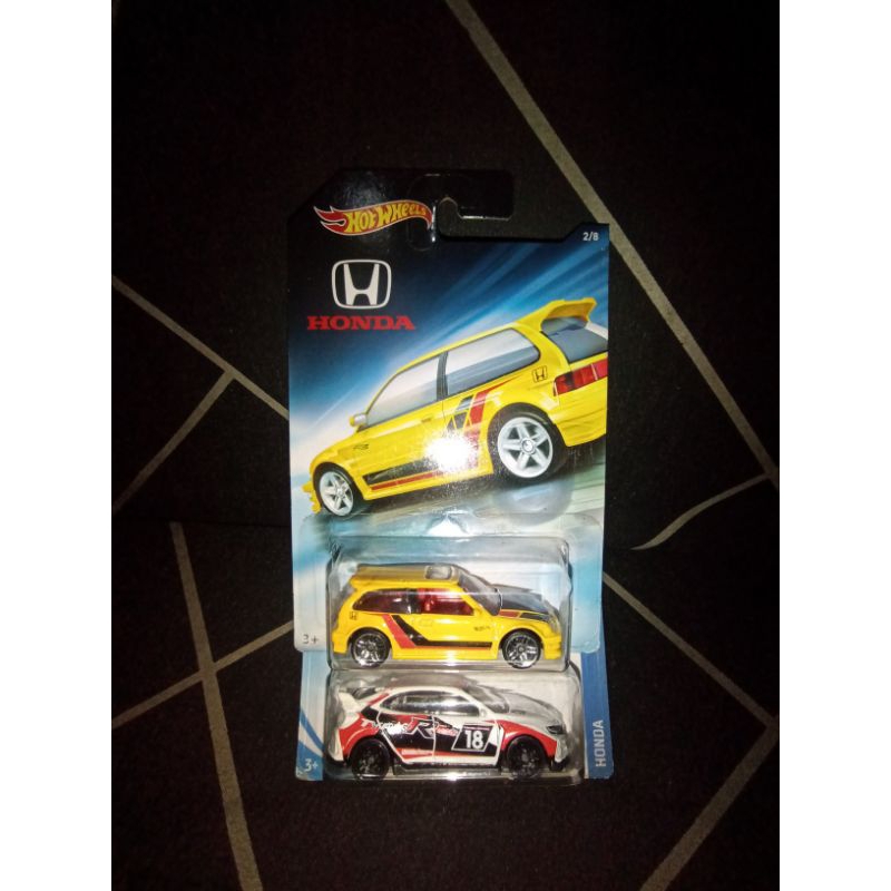 hotwheels Honda Civic type-r dan Honda Civic ef kuning take all