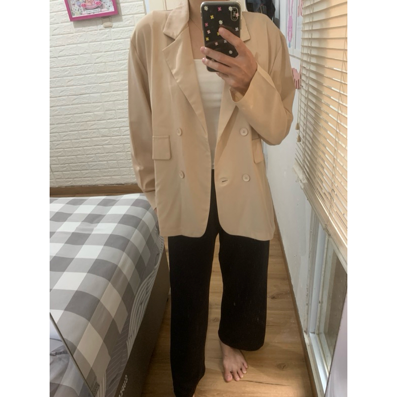 PRELOVED BLEZER CREAM ADEM HALUS PREMIUM WANITA KANTORAN KERJA BAJU KERJA JAS KERJA