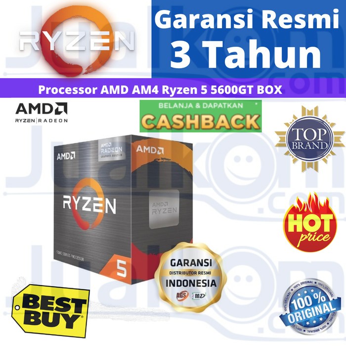AMD Ryzen 5 5600GT 3.6GHz 6 CPU Cores 12 Threads 7 GPU Cores Box Resmi
