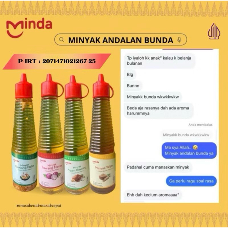 

minyak wijen,minyak bawang putih/merah minyak ayam bawang,minyak cabe/chili oil,minyak udang by minda