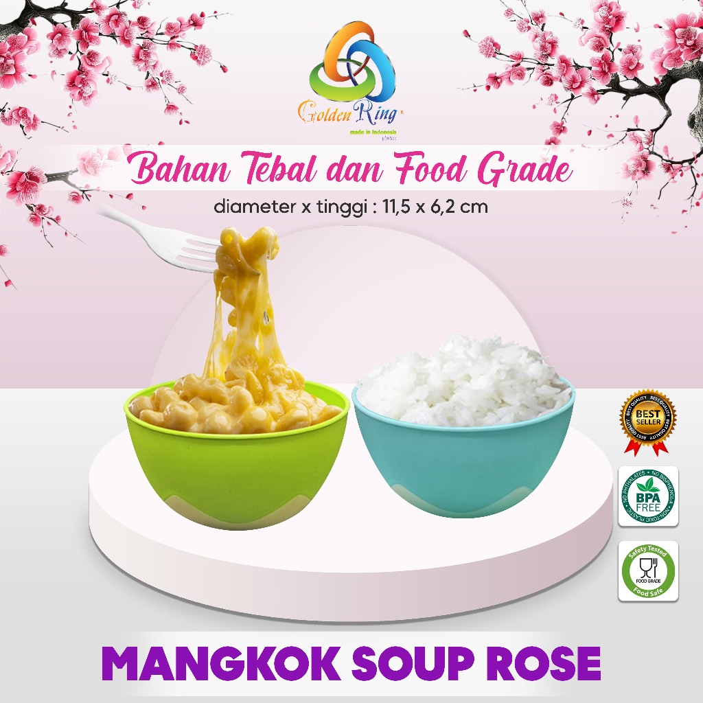 ( 6 PCS ) MANGKOK SOUP ROSE/Mangkok Plastik / Mangkok Lucu / Mangkok Kuah