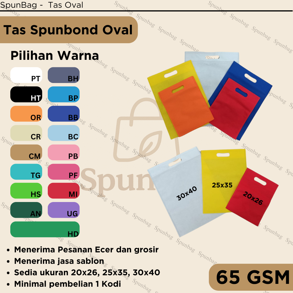 

Tas Spunbond Oval Murah – Bungkus Kado, Tas Souvenir, Tas Belanja Ramah Lingkungan, Bisa Sablon