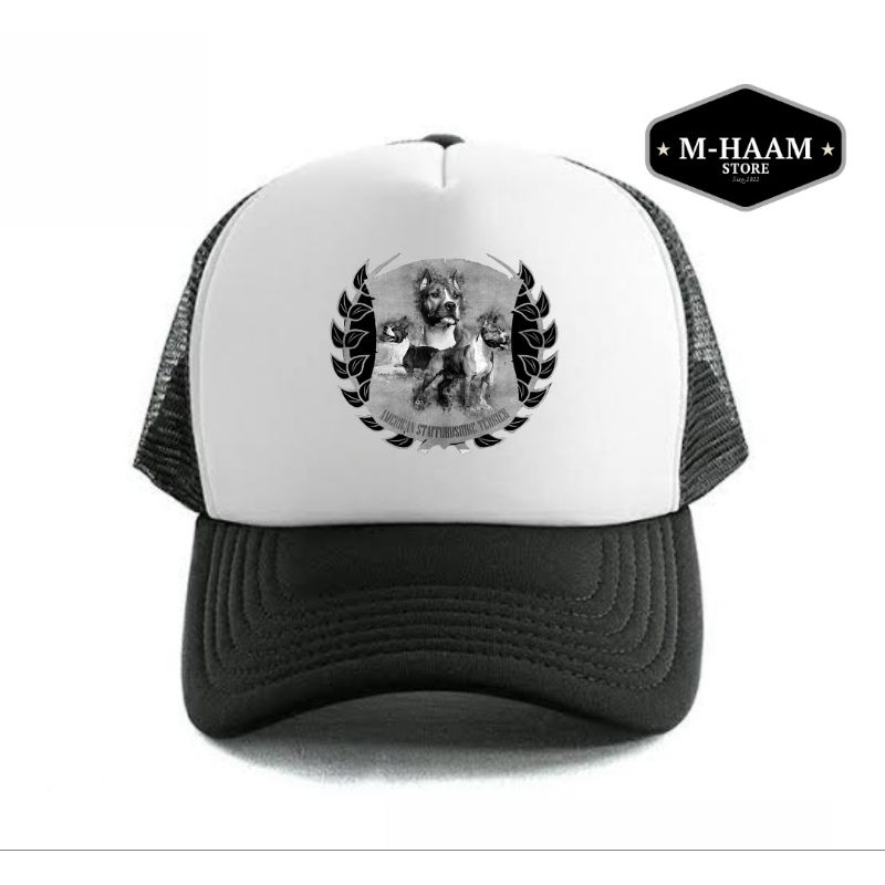 Topi Trucker  Gambar Anjing Pitbull Topi Pecinta Anjing