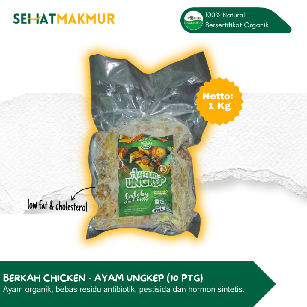 

Berkah Chicken Organik - Ayam Ungkep (10 Potong) ((Ayam Organik Prebiotik, Bebas Antibiotik, Pestisida dan Hormon Sintetis)