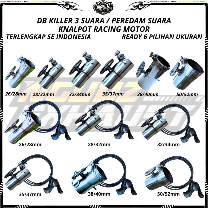 DB KILLER 3 SUARA/PEREDAM SUARA KNALPOT RACING/UNTUK INLET (26MM, 28MM, 32MM, 35MM, 38MM, 50MM)
