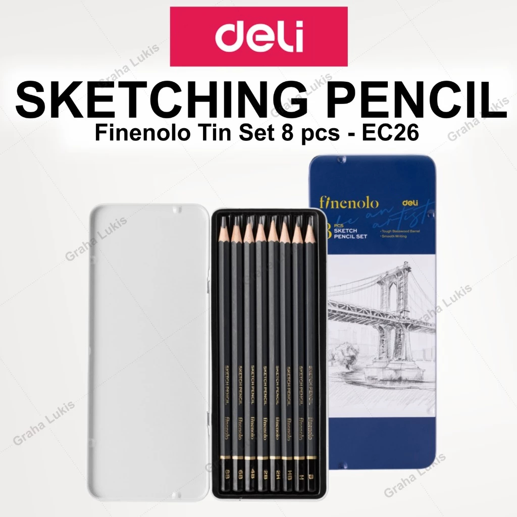 

Deli Sketch Pencil Set 8 Metal Tin / Pensil Sketsa C26