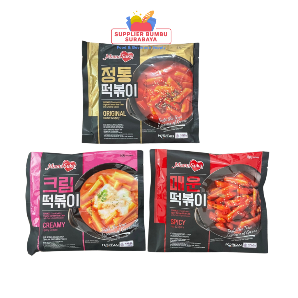 

MamaSuka Snack Topokki Tteokbokki Instan Korea Halal Original Creamy Hot Spicy 134g